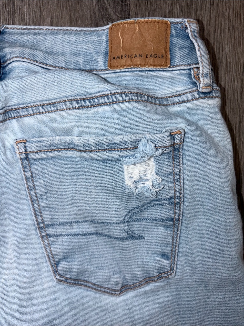 American Eagle Outfitters Light Blue Distressed Flare Jeans - Picture 5 of 9